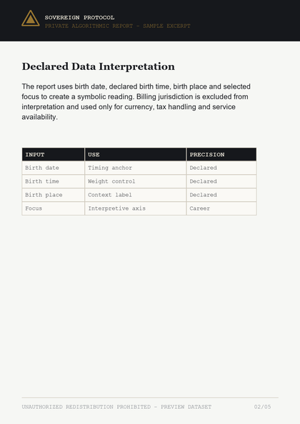 Sample PDF declared data table